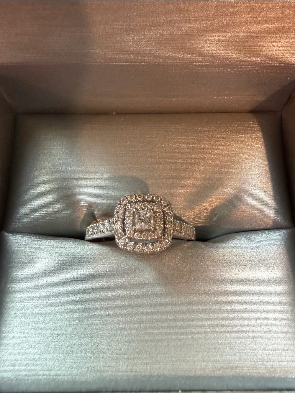 Kay Jewelers Princess & Round Cut Halo Diamond Ring 14K White Gold 1/2 CTTW
